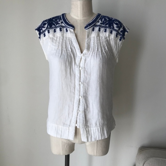 Lucky Brand Tops - Lucky Brand Blue Embroider Top
